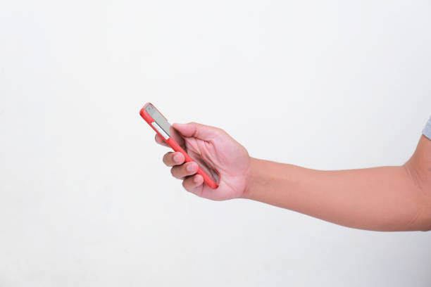 Person right hand holding mobile phone
