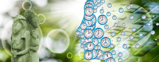 Abstract image of a person's profile symbolically composed of dials of different sizes