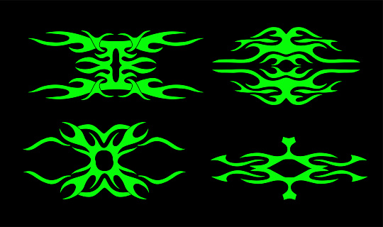 Neo tribal or cyber sigilism shape set for tattoo, streetwear etc Hand drawn symmetric vector illustration