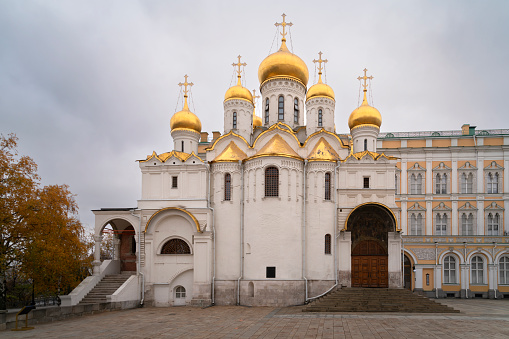Annunciation Cathedral on the Cathedral Square of the Moscow Kremlin on an autumn day, Moscow