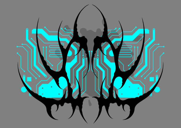 istock Cyber sigilism poster. Neo tribal gothic style shape. 1782305467