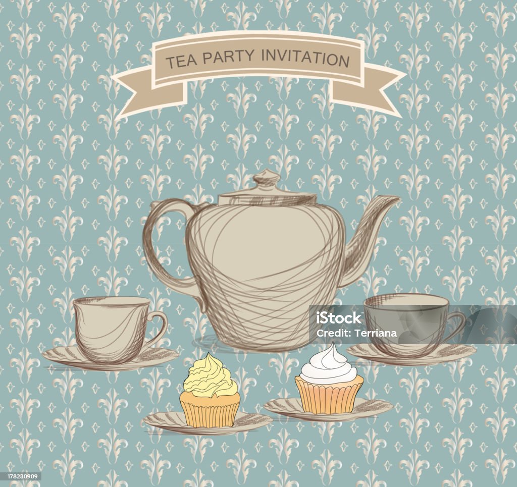 Tea party fondo de vector en estilo victoriano. - arte vectorial de Abstracto libre de derechos