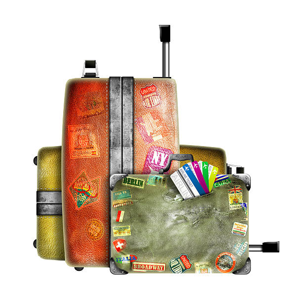 istock Used luggage with stickers from various locations 178230995