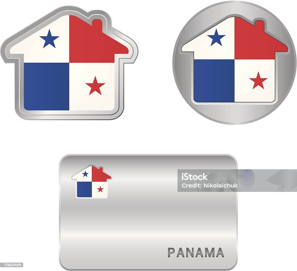 Casa no ícone de bandeira do Panamá - Vetor de Alta Sociedade royalty-free