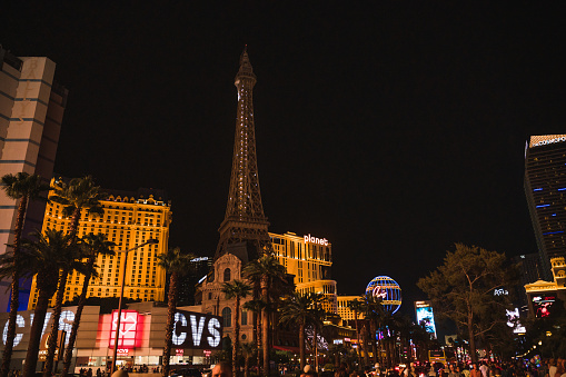 Las Vegas, NevadaUnited States; September 03 2023: \nDetails and buildings of the city of Las Vegas Nevada at night