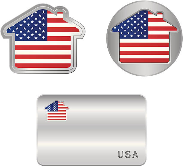 Home icon on the USA flag Vector illustration. It is created in the CorelDraw program. It is edited in the Adobe Illustrator program. It is kept in illustrator eps version 8.The file can be edited in any program of vector graphics.The size of the file can be increased till any size without quality loss.File full-color.The illustration can be used both entirely, and in parts. american flag house stock illustrations