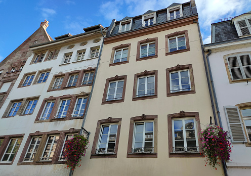 Historic old facade in downtown of Strasbourg at France