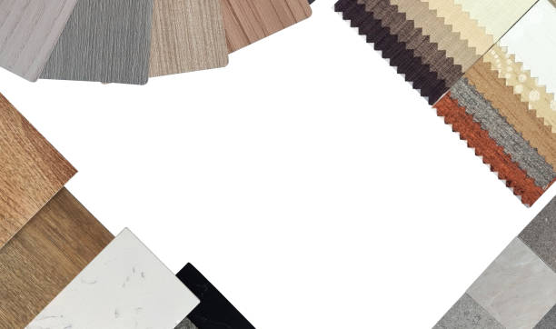 istock interior material samples contains wooden ceramic tiles, marble stones, brown curtain catalog, stone granite tiles palette, wooden laminated swatch isolated on background with clipping path. 1782321519