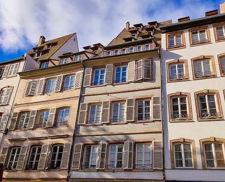 Historic old facade in downtown of Strasbourg at France