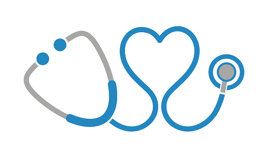 Health and medicine symbol, stethoscope and heart