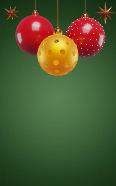 istock Christmas tree decoration pickleball sports ball. 3d rendering 1782342180