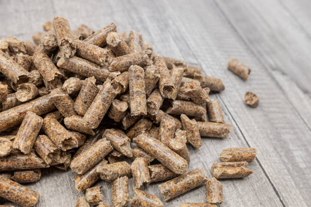 istock pressed wood pellets, combustible for stovers, efficient and ecological 1782350861