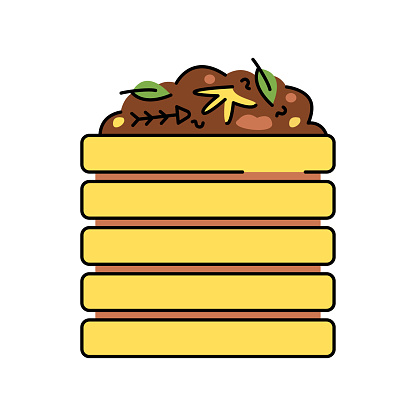 Compost box color line icon. Composting. Vector isolated element. Editable stroke.
