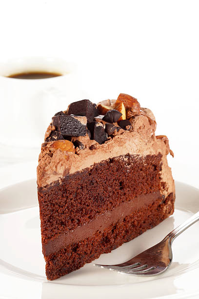 istock Sweet chocolate cake topping almond nut with coffee 178235635