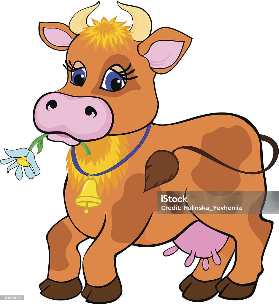 Fofo Urso vaca Isolada a branco - Royalty-free Agricultura arte vetorial