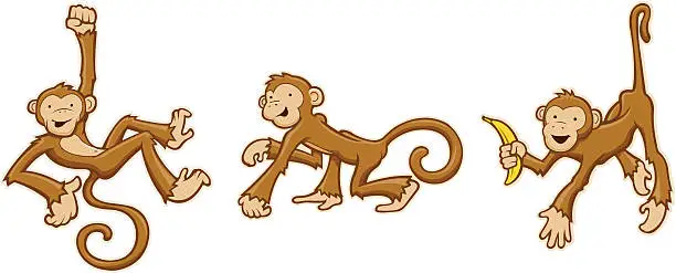 Vector illustration of Three Monkeys