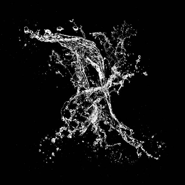 istock Pure Water splash isolated on black background. Royalty high-quality free stock photo image of overlays realistic Clear water splash, Hydro explosion, aqua dynamic motion element spray droplets 1782418729