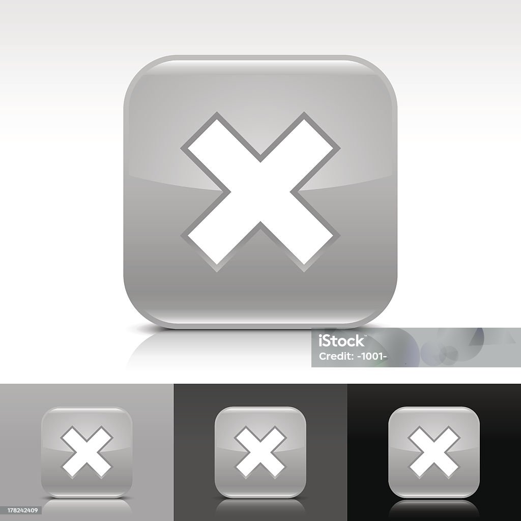 Gris brillante icono de señal de barra eliminar Botón cuadrado web - arte vectorial de Acabar libre de derechos