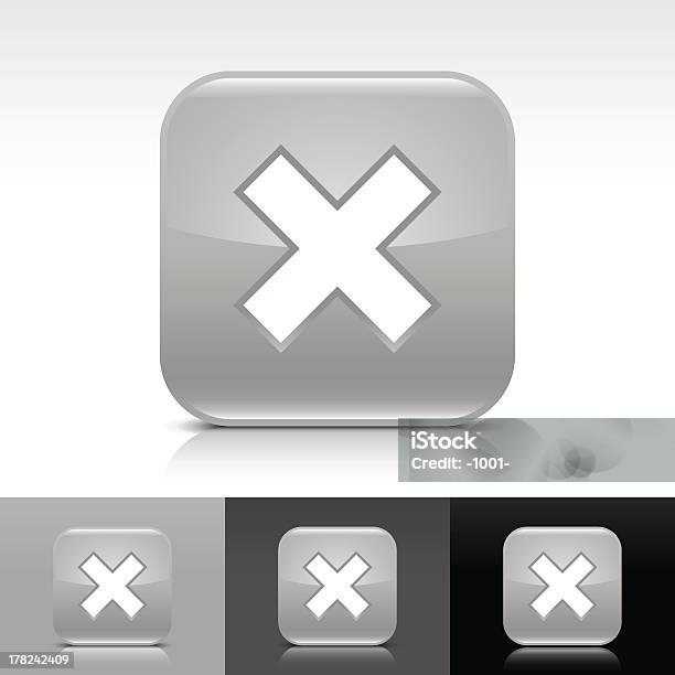 Серый Значок Delete Знак Глянцевые Округлые Квадратный Вебкнопку — стоковая векторная графика и другие изображения на тему Stop - английское слово