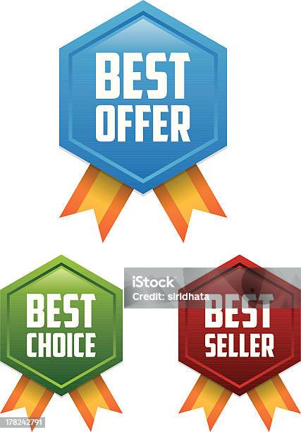 Beste Angebot Label Badges Stock Vektor Art und mehr Bilder von Abzeichen - Abzeichen, Entwicklung, Rosette