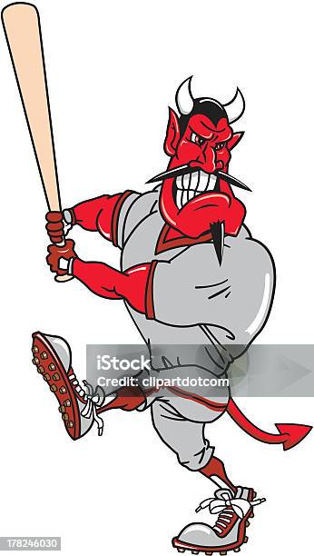 Devil Batter Stock Illustration - Download Image Now - Athlete, Baseball Bat, Baseball Uniform