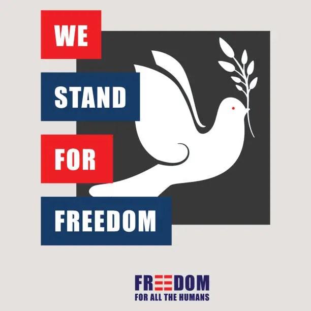 Vector illustration of We Stand For Freedom sign vector Illustrator design, T-Shirt, Symbol, Banner Design, Artwork