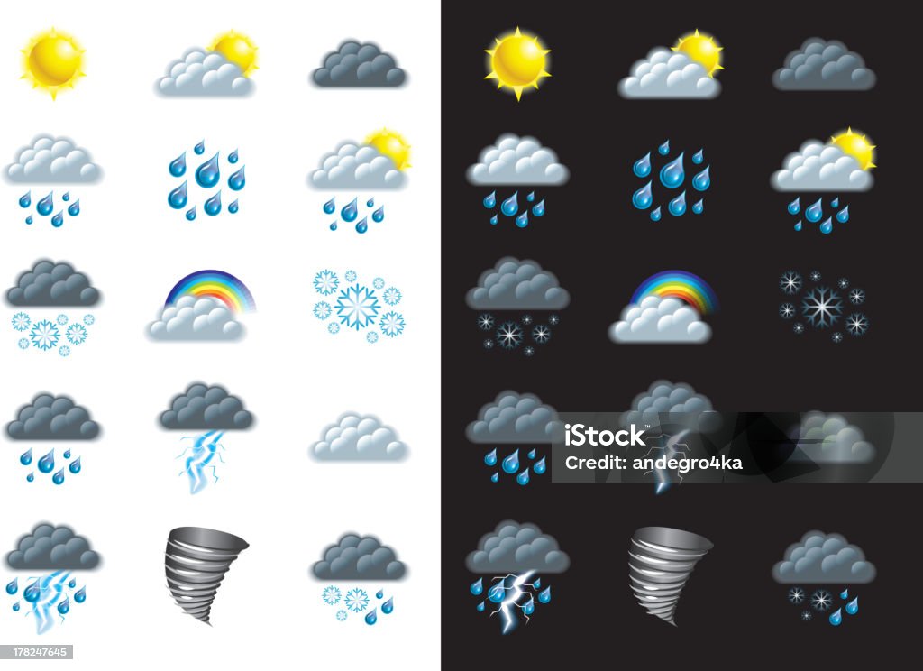Wettervorhersage-icons, Vektor-set - Lizenzfrei Bedeckter Himmel Vektorgrafik