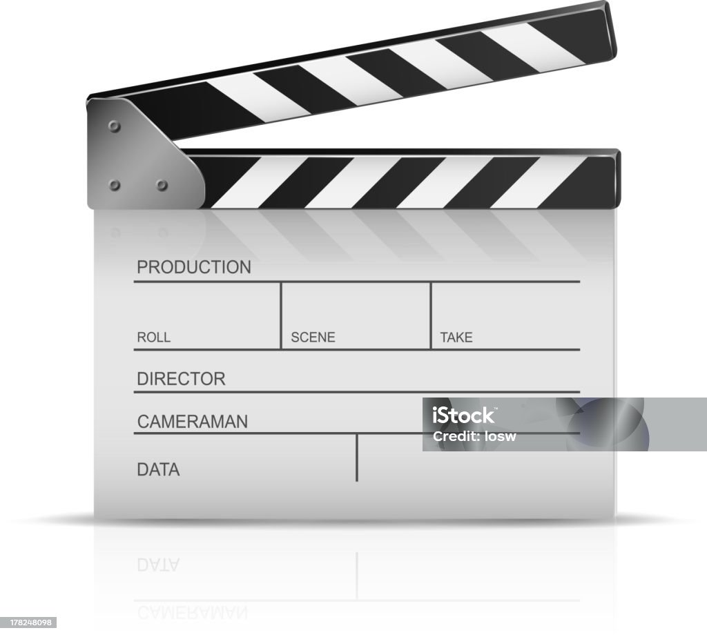 Clapperboard Cinema clapper isolated on a white background, illustration. Acting - Performance stock vector