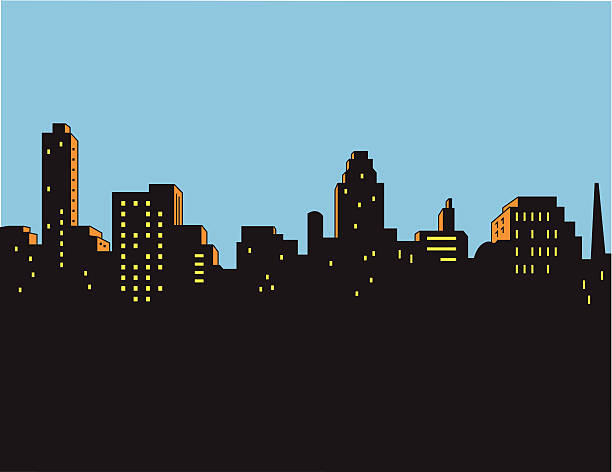Retro Classic City Skyline vector art illustration