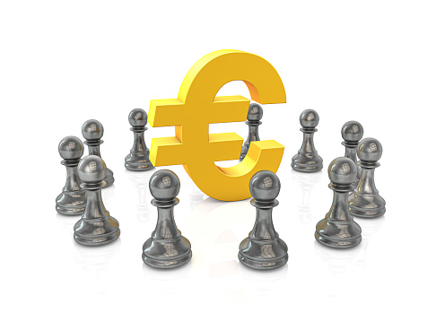Euro symbol and chess pieces