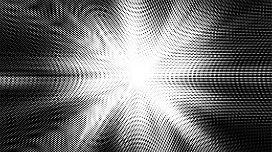 Vector halftone sun-ray background.