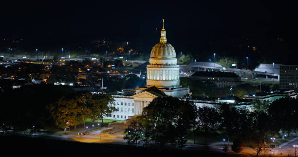 istock West Virginia State Capitol Building at Night - Aerial 1782515988