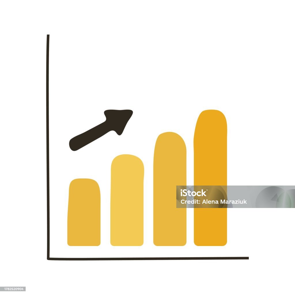 Simple Handdrawn Growth Chart Growth Graph With Arrow Indicating Yellow Chart Drawing