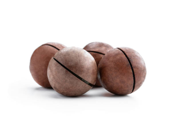 istock Unpeeled macadamia nut isolated on white background 1782546223