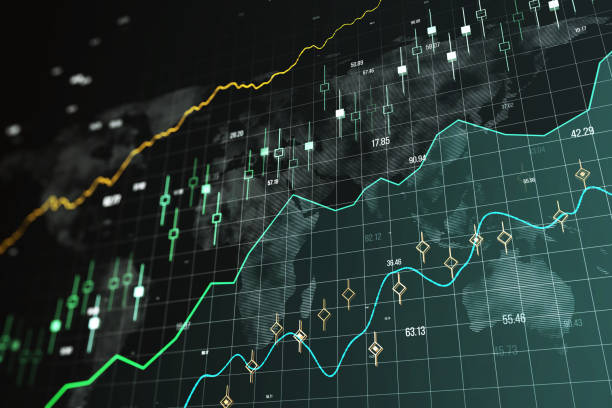 istock Creative glowing forex chart and grid on blurry background. Stock, financial growth and trade concept. 3D Rendering. 1782563563