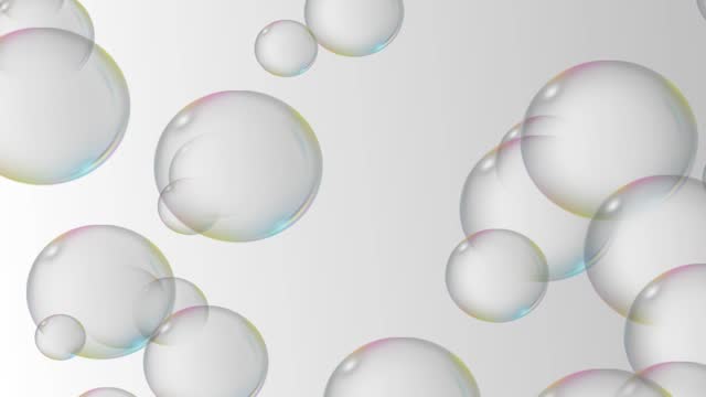 Rising and floating bubbles on white gradient