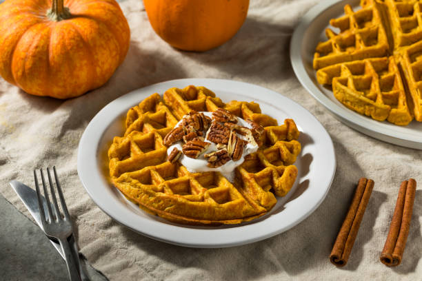 istock Homemade Breakfast Pumpkin Waffles 1782587583