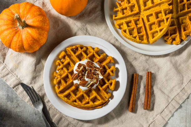 istock Homemade Breakfast Pumpkin Waffles 1782588186