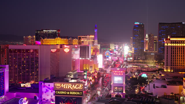 Ascending Drone Shot of Las Vegas Strip at Night