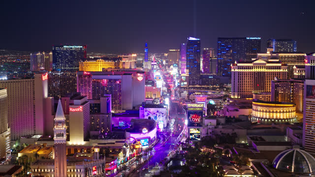 Aerial View of the Strip in Las Vegas at Night