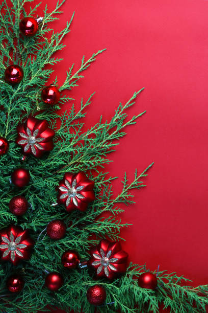 istock Red Christmas background with decorations 1782605698