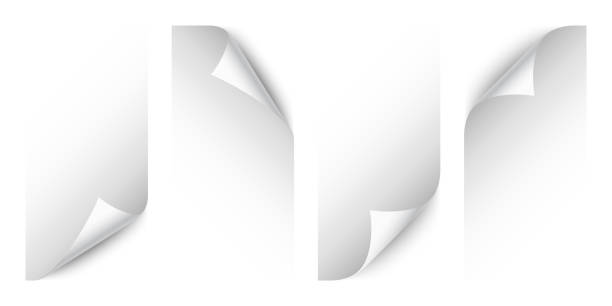 istock Set of white paper curls. Curled page corner with shadow. Blank sheet of paper. Design element for advertising and promotion. Vector illustration. 1782627127