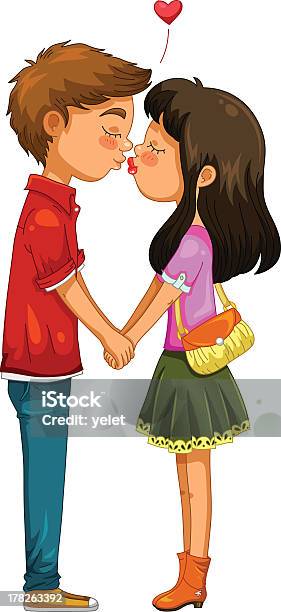 Young Couple Kissing Stock Illustration - Download Image Now - Kissing, Boys, Side View