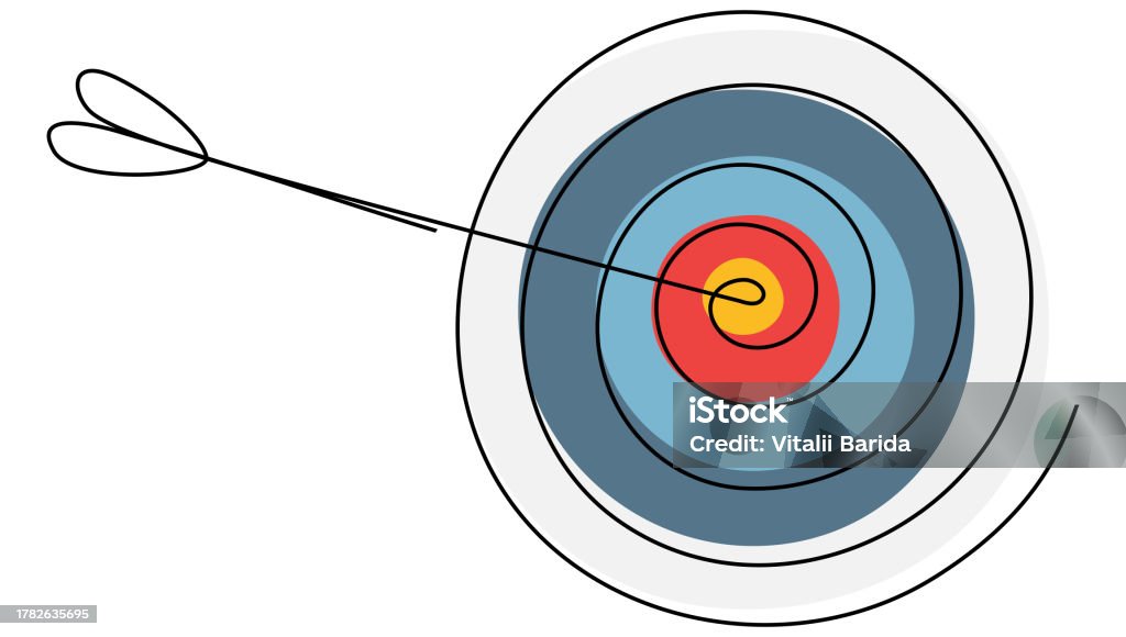 Target With Arrow Continuous Line Drawn Stock Illustration - Download ...