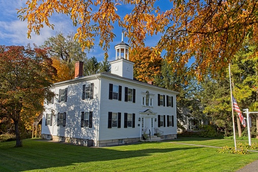 Lenox, Massachusetts - USA, October 26, 2023.  Lenox a quaint charming community in the Berkshire mountains of western Massachusetts and home to Tanglewood the summer home for the Boston Symphony Orchestra.