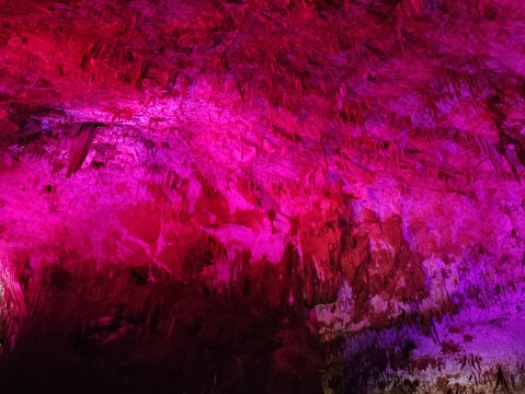 multicolor show in a cave