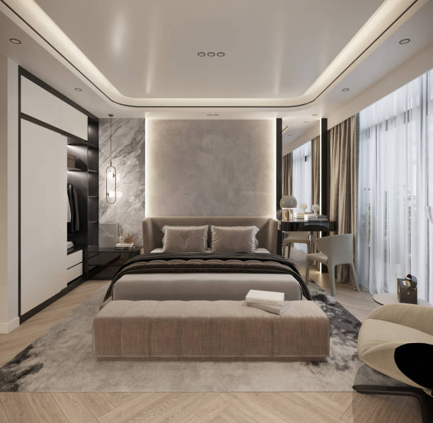 istock 3d render of luxury hotel room 1782705765