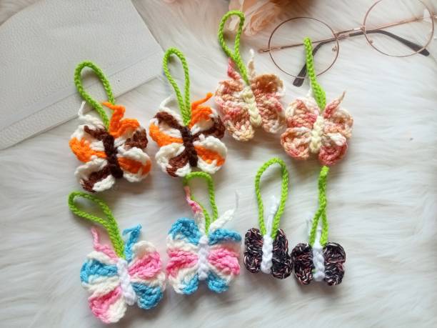 istock Crochet flowers handmade in multicolour background texture 1782706795