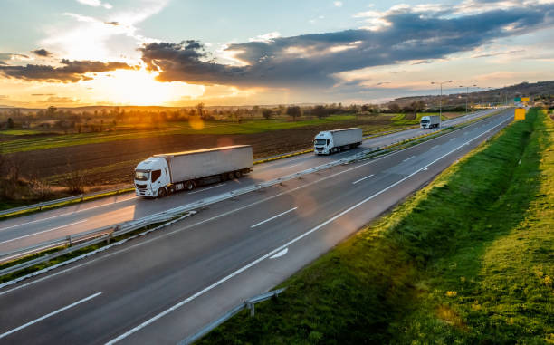 istock Convoy of cargo transportation trucks 1782744957