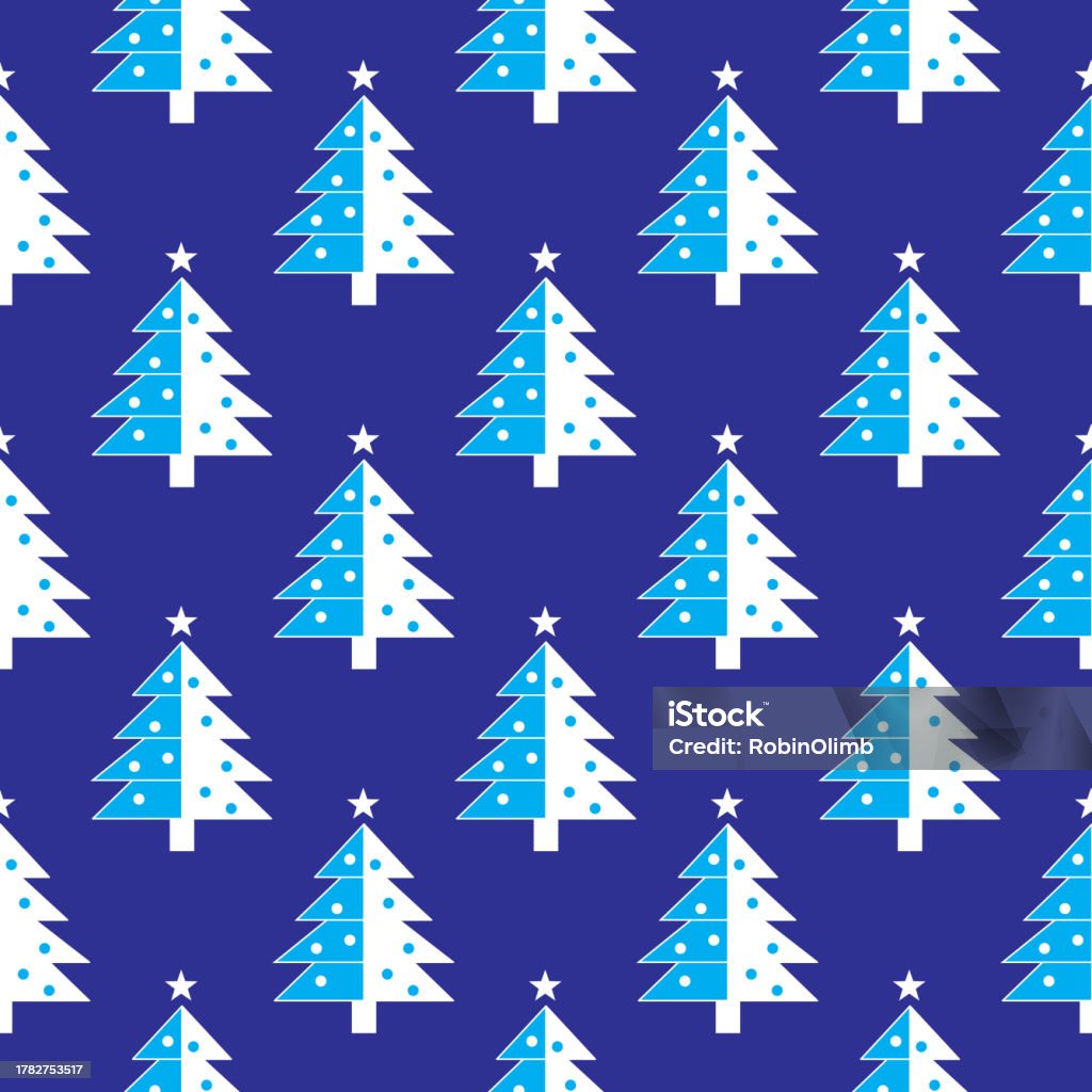 Blue Pattern Trees Blue Christmas Trees Seamless Pattern Stock Illustration - Download ...